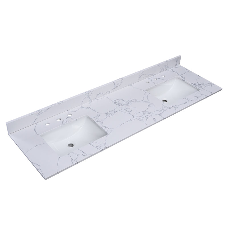 73'' Engineered Marble Vanity Top in White with Sink