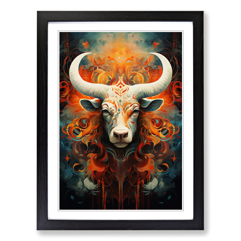 Taurus Zodiac Abstract - Framed Print, Black, 34" H x 25" W x 2" D