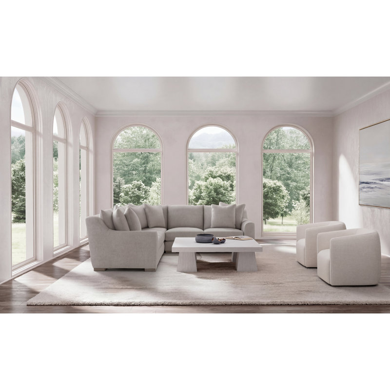 Sectional, Light Gray Polyester, 35" H x  110" W x 110" D, Symmetrical