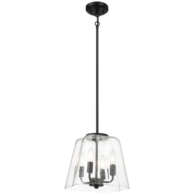 Luminaire suspendu quatre bougies avec verre transparent Soiree, Noir