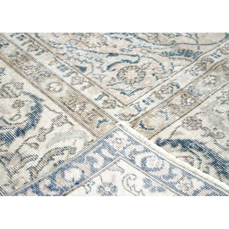 Tapis gris en laine noué à la main de conception unique 8 pi 3 po x 11 pi 6 po années 1960