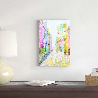 " Watercolor Charleston Rainbow Row Houses "