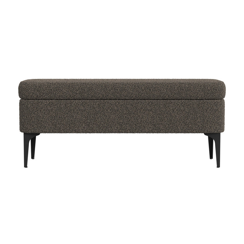 Ameelya Upholstered Storage Bench, Dark Brown Boucle