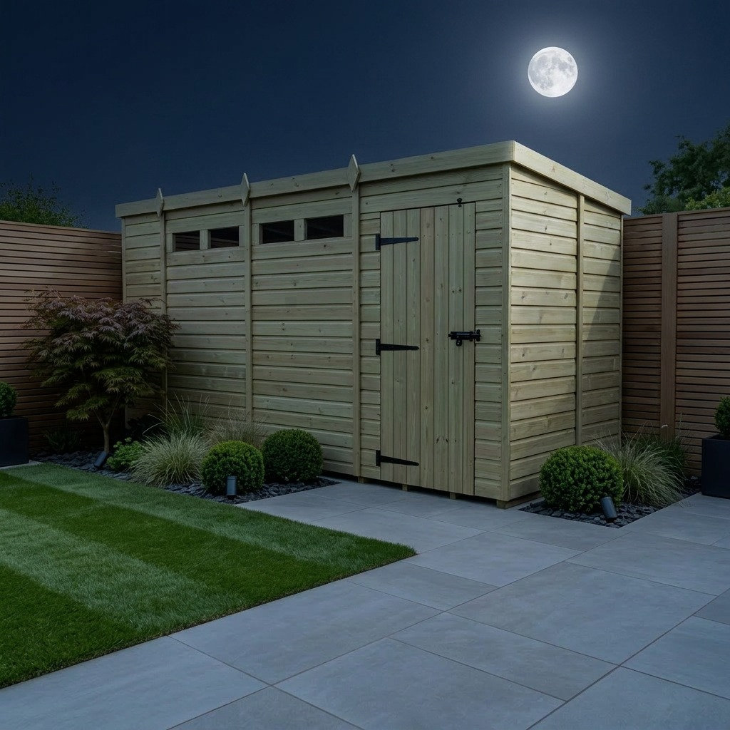 Total Sheds 13ft x 6ft Security Pent Shed - Heavy-Duty Hasp Staple Anti-Tamper - Pressure Treated Timber - UK Manufactured