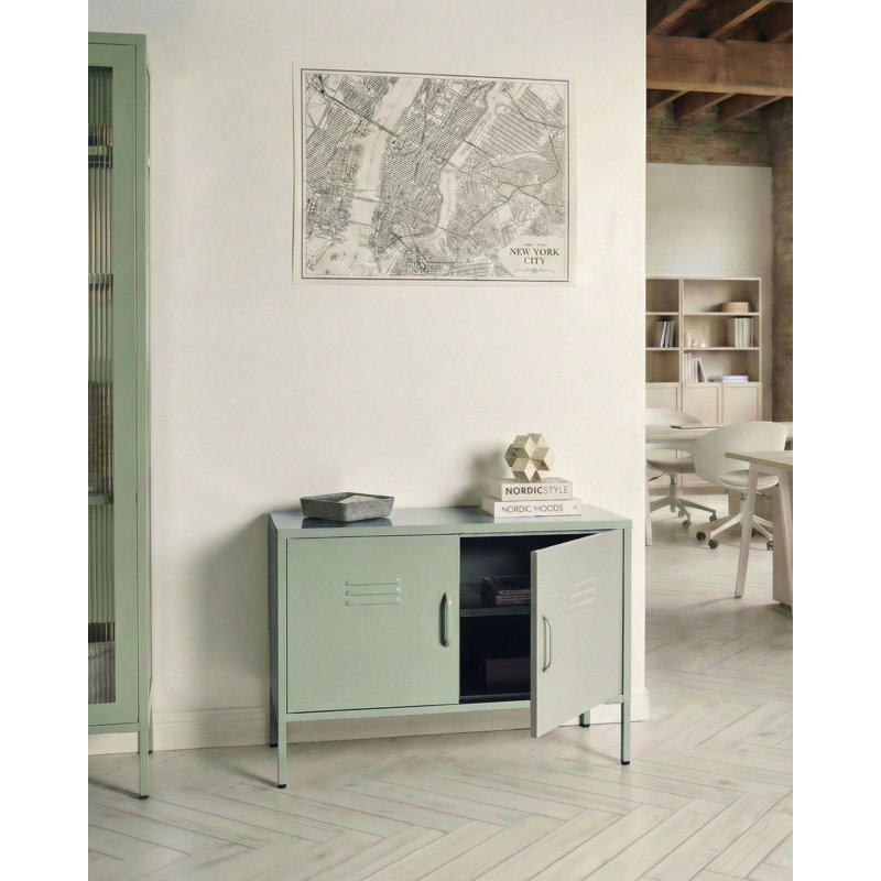 Storage Unit Metal Light Beige, Green
