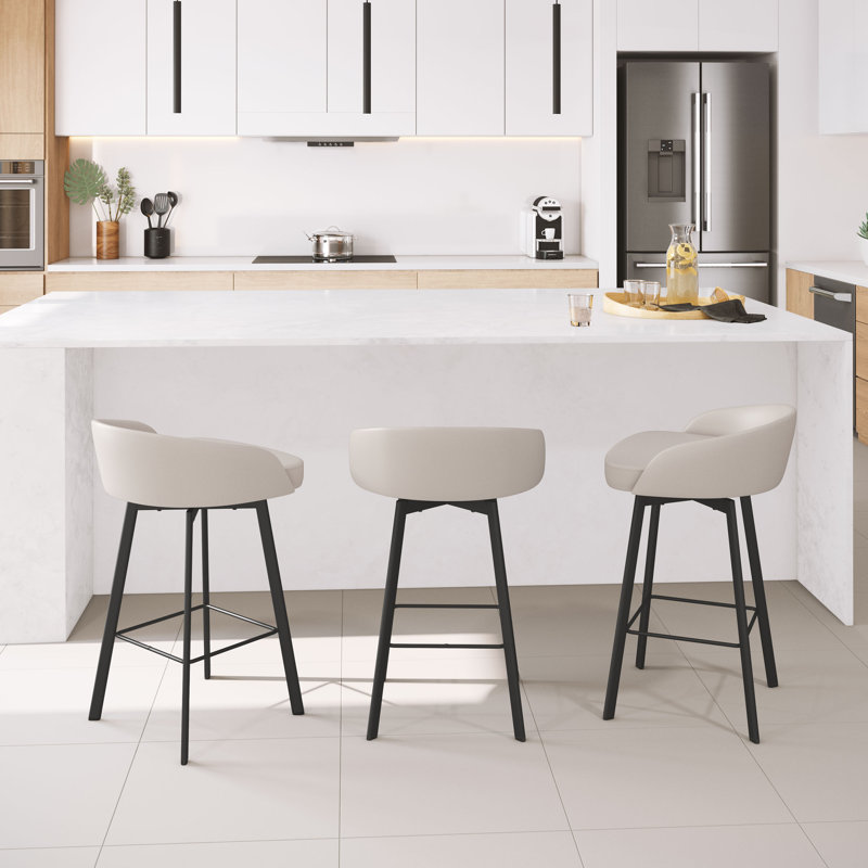 Tabouret de bar et de comptoir pivotant Bethanee, Tabouret de comptoir (siège d'une hauteur de 26 p, Noir, Crème
