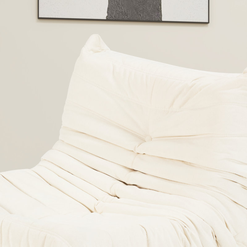 Fauteuil à billes et méridienne, Velours blanc
