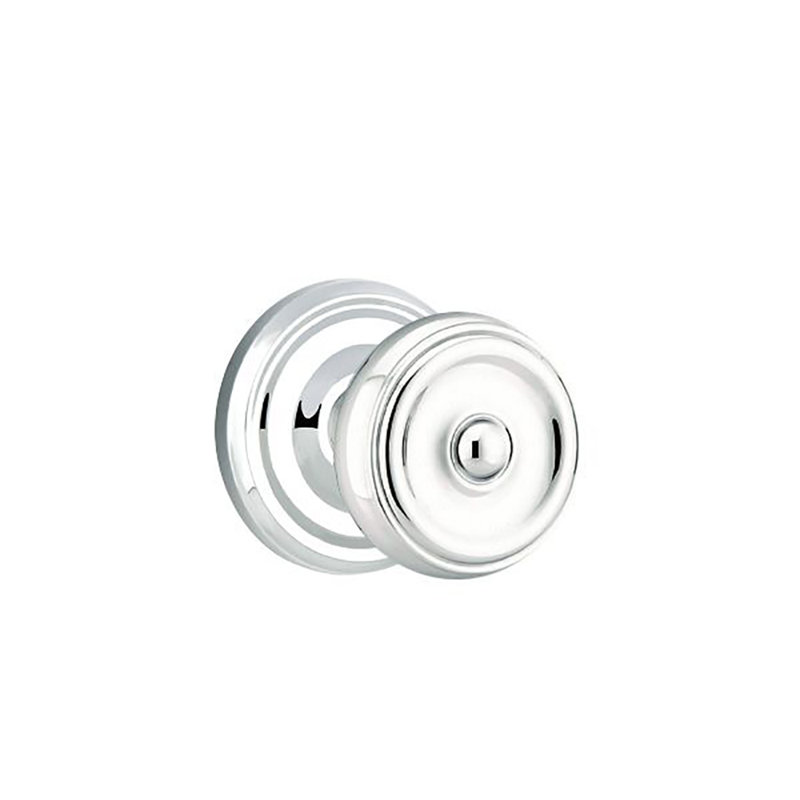 Ensemble de boutons d'intimité Emtek avec rosette régulière et bouton Waverly, Chrome poli