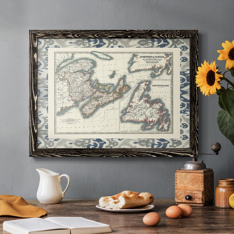 " Bordered Map Of Canada ", Black Framed, 22" H x 32" W x 1.5" D