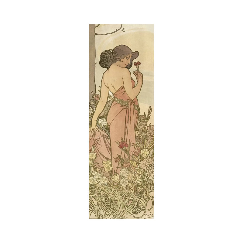 The Flowers: Carnation, 1898 by Alphonse Mucha - Wrapped Canvas Painting, 30.48 cm H x 91.44 cm W x 3.175 cm D