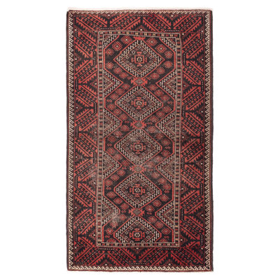 Tapis noir Baluch 3 pi 11 po x 7 pi 1 po