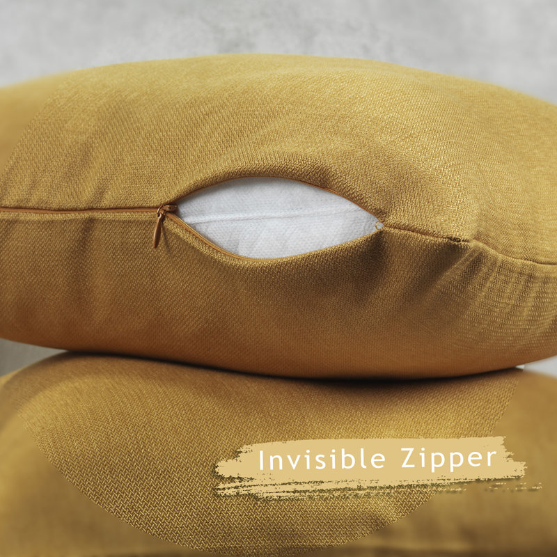 Mustard Yellow 18" x 18" Polyester Euro Throw Pillow Covers Set
