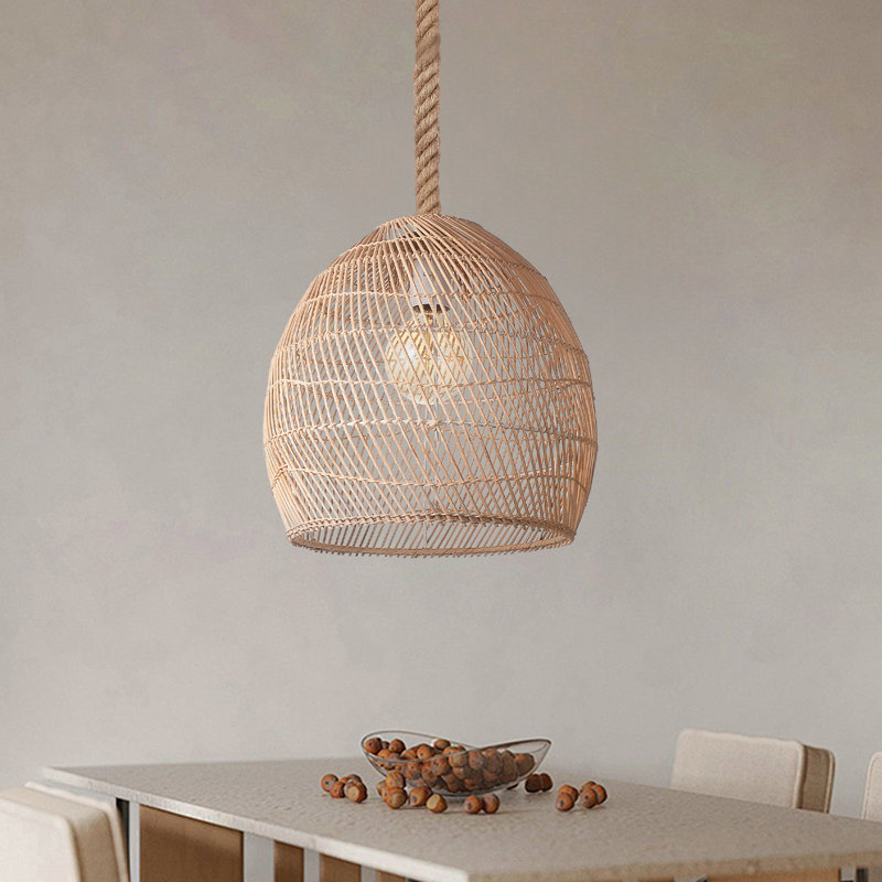 Luminaire suspendu en osier de rotin, luminaire suspendu en corde fait à la main, abat-jour à 1 lumière pour plafond