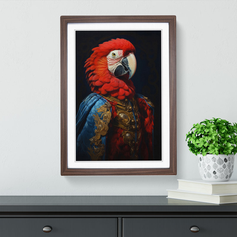 Parrot Gothic - Single Picture Frame Print on Wood, Walnut, 34" H x 25" W x 2" D