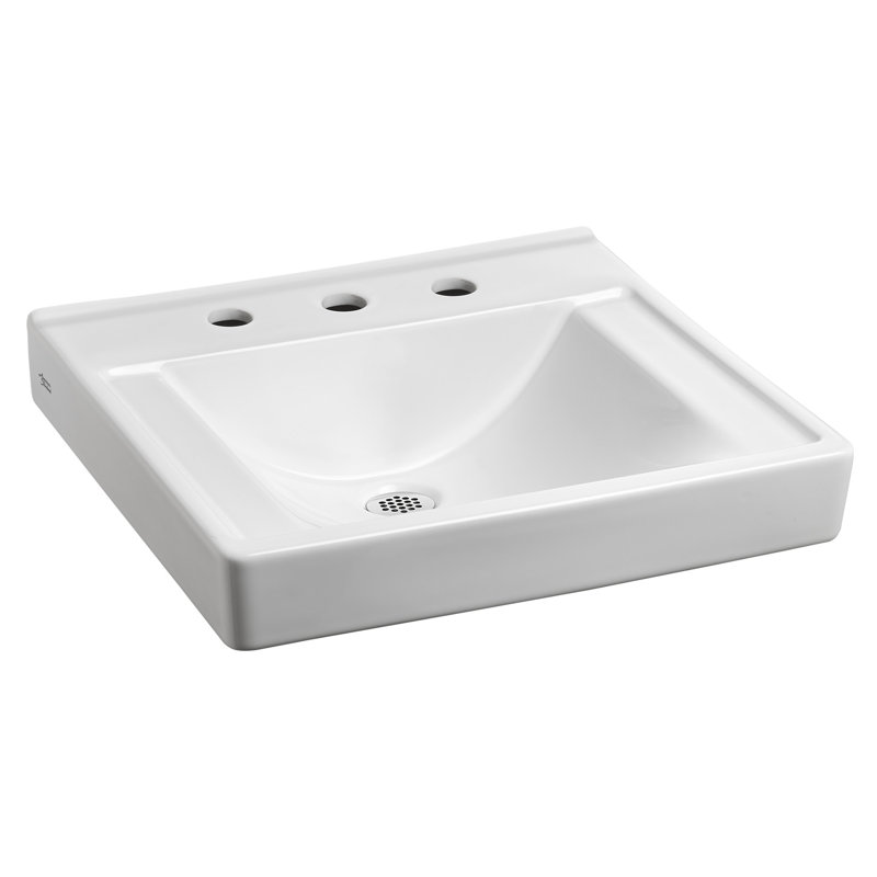 Lavabo de salle de bain mural en porcelaine vitrifiée Decorum, Centres de 8 po