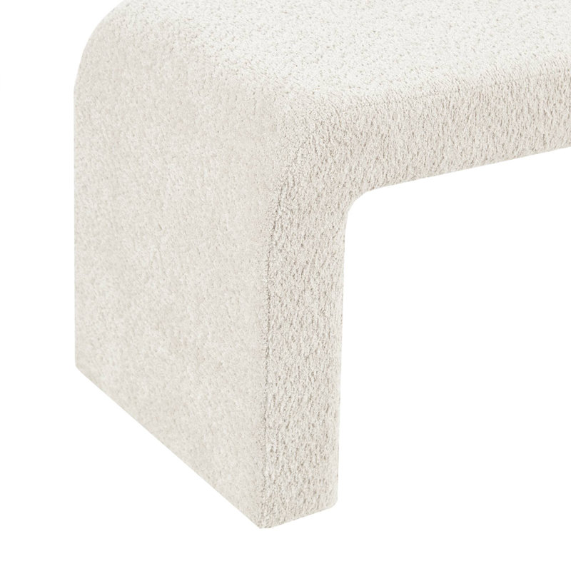 Banc rembourré à cascade 42 po Steve Bouclé, H 18 po x l 42 po x P 16 po, Crème