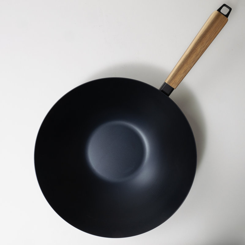 Alva Forest 12" Nonstick Carbon Steel Wok with Acacia Handle