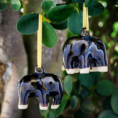 2.1'' Handmade Ceramic Animals Hanging Figurine Ornament