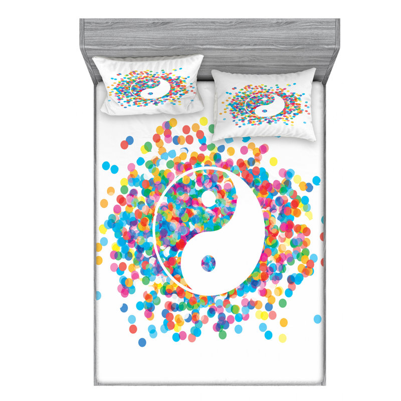Microfiber Polka Dots Sheet Set, Queen Sheet Set with Fitted Sheet