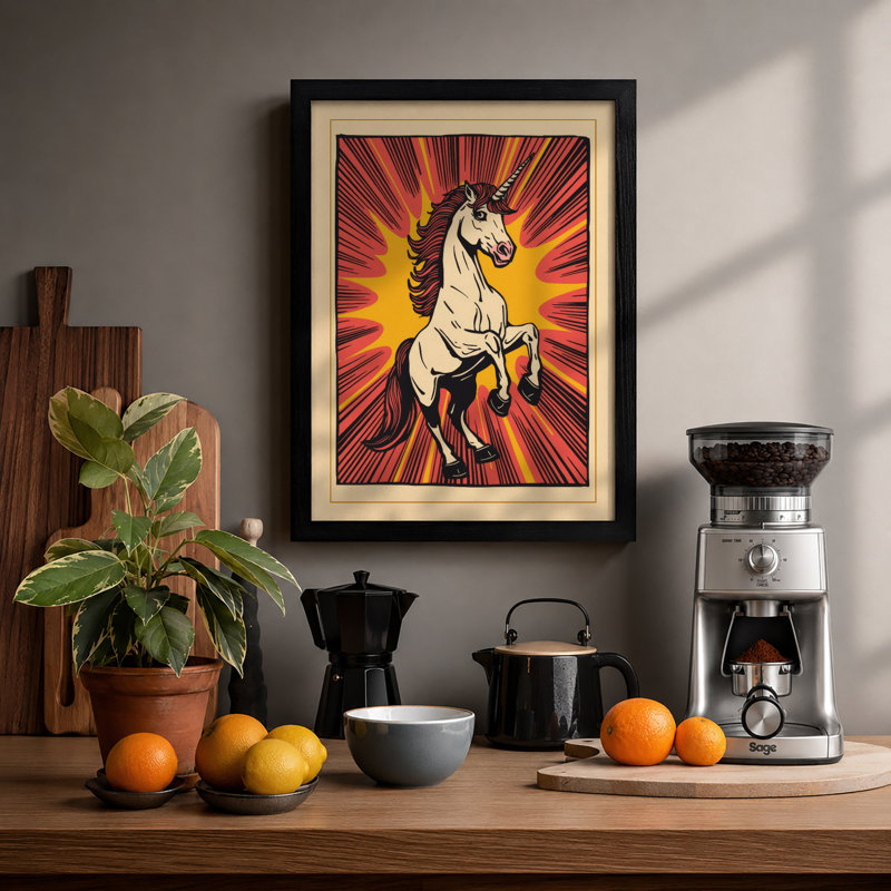 Radiant Horse Retro - Framed Print, A1 - 84.1 x 59.4 cm, Black