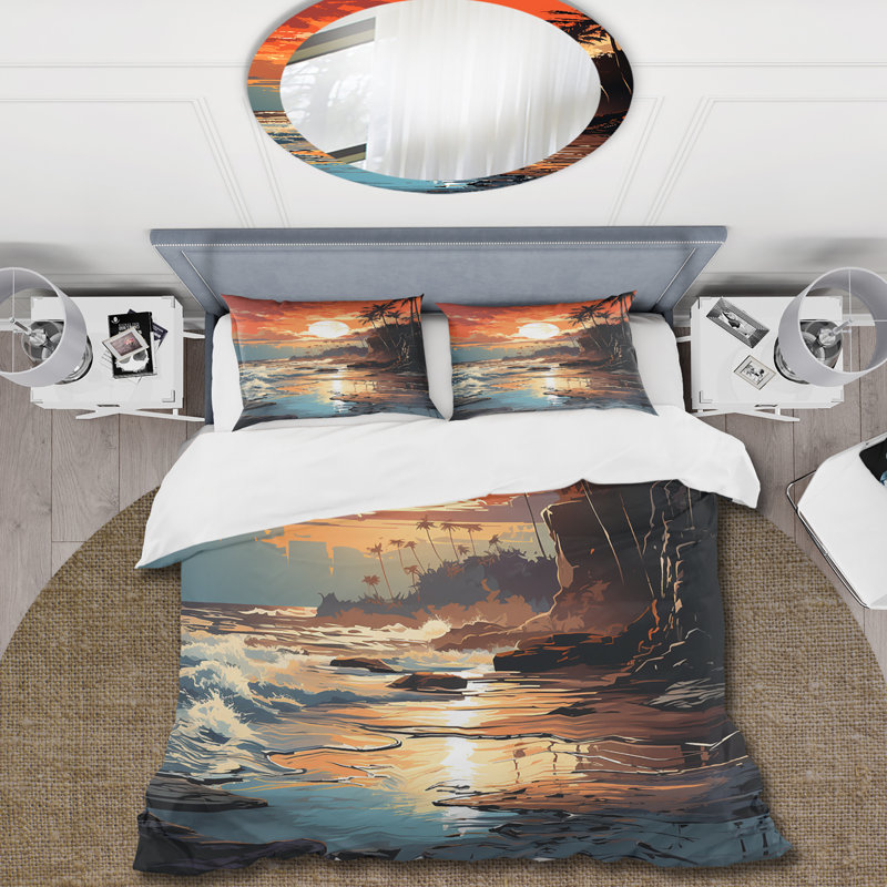 Ensemble de housse de couette Sunset Strip At Coastal Paradise II - Coastal Minimalisme