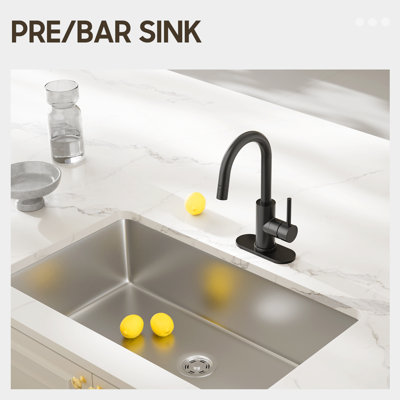 Tall Bathroom Faucet with Pull Out Sprayer,Matte Black Single Handle Swivel Pull Down Faucet,Pop-Up Drain,1 or 3 Hole 2 Model RV Bar Laundry Utility Sink Faucet with Deck Plate