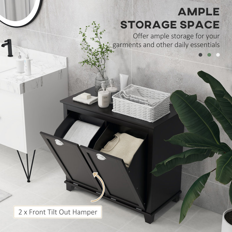 HOMCOM Dual Tilt Out Laundry Hamper Cabinet