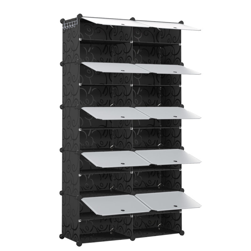 40 Pair Stackable Shoe Storage Cabinet, Black