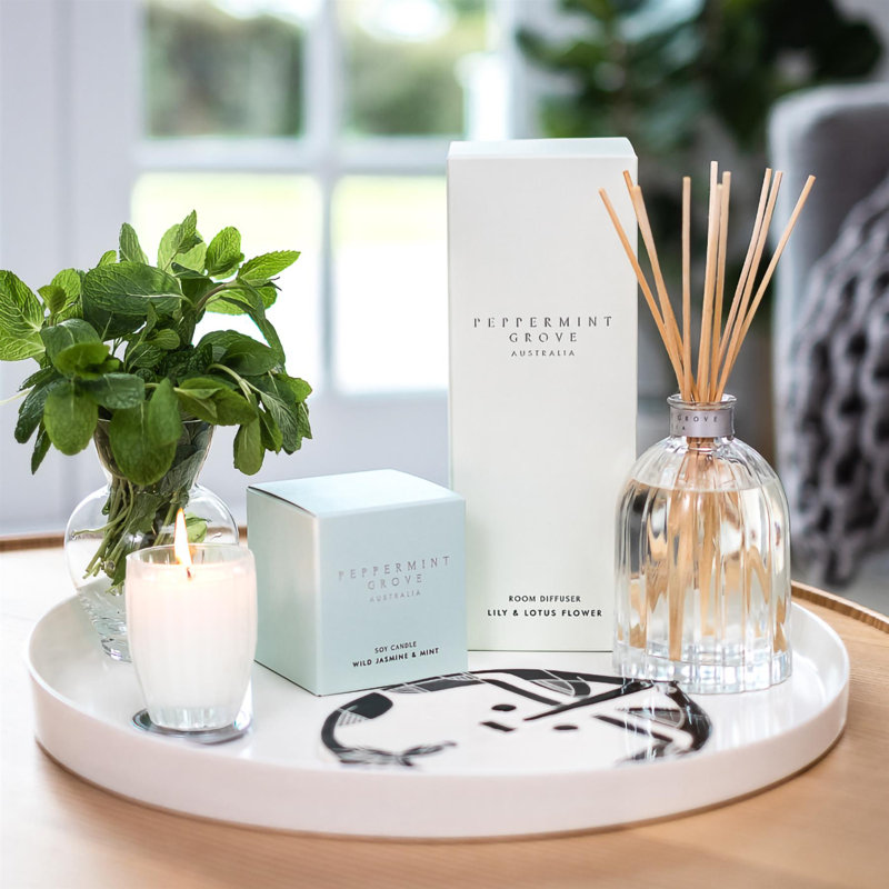 Plant / Floral Scented Jar Candle with Glass Holder