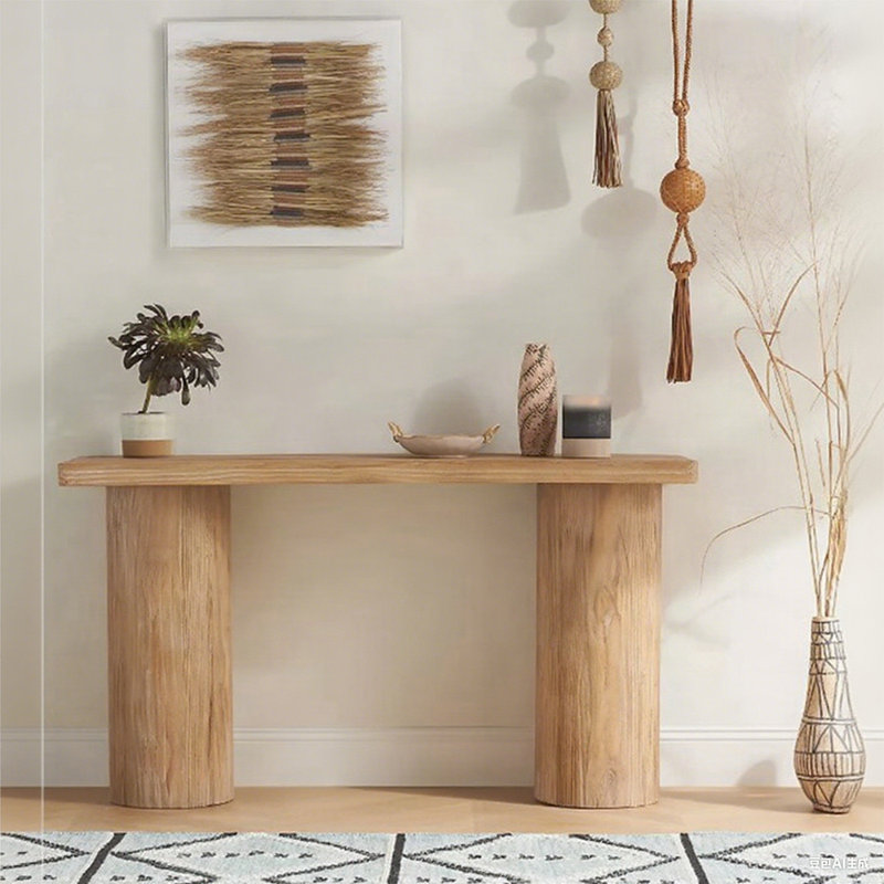Table de véranda entièrement en bois massif de style français., H 31,5 po x l 55 po x P 11,8 po