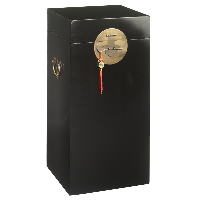 Hangzhou Solid Wood End Table, Black Lacquer