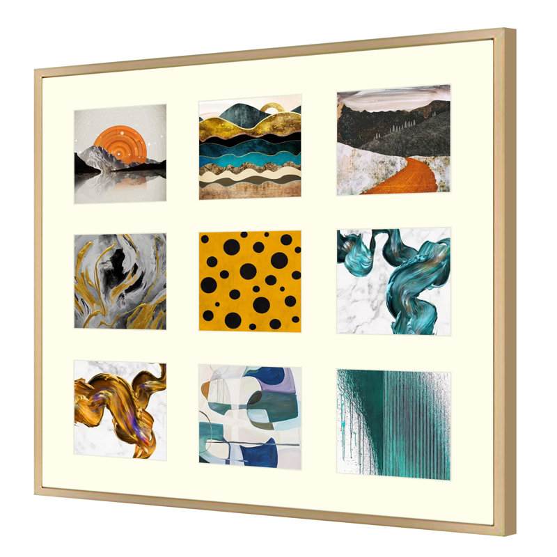 Cadre photo Arhaam 16 x 16, plusieurs cadres en métal pour afficher des photos 4 x 6 avec tapis, Or