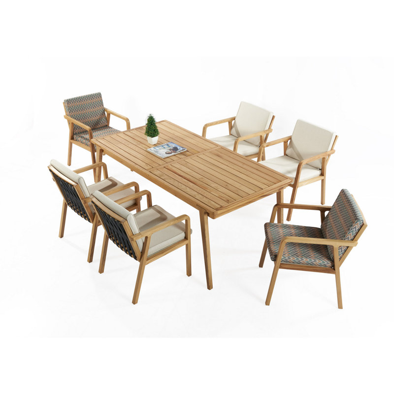 Ensemble de salle à manger pour 6 personnes en bois de châtaignier massif