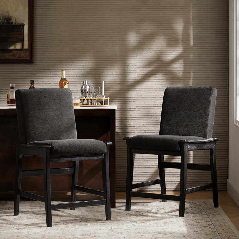 Upholstered Counter Stools (Set of 2), Black
