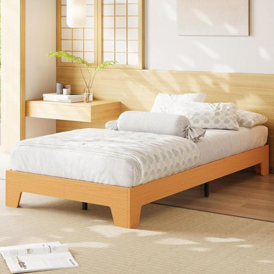 Wood Platform Bed Frame, Twin Size Bed Frame, Wood Slat Support, No Box Spring Needed, Easy Assembly, Noise-Free Design, Underbed Space for Storage