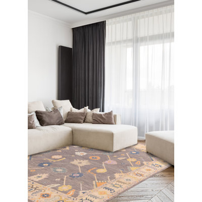 Modern Oushak Grey Rug 8'11" x 11'11"