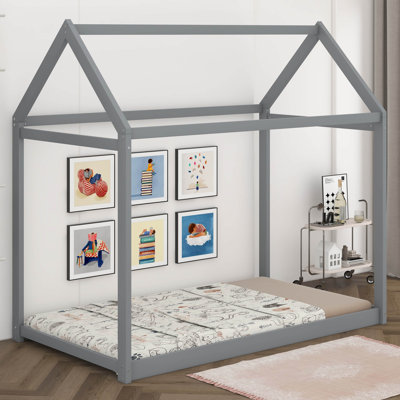 Lit simple en bois, lit Montessori en bois pour lit d'enfant, cadre de lit de style maisonnette pour enfants