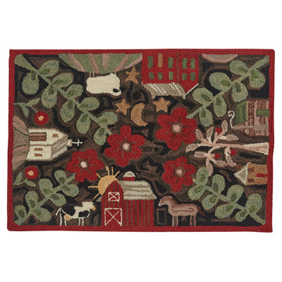 Tapis crocheté Winston Porter Farm Life