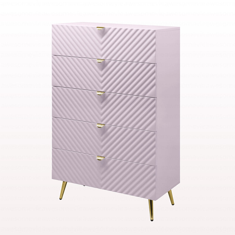 Commode rose de style moderne à finition ultrabrillante