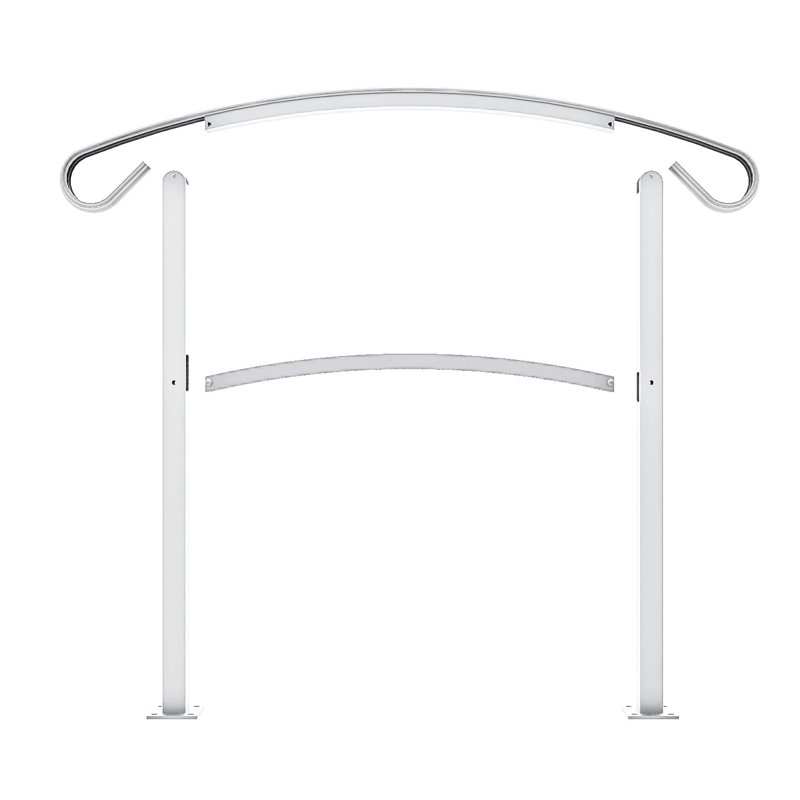 White Aluminum 3-Step Handrail Kit for Porch Stairs