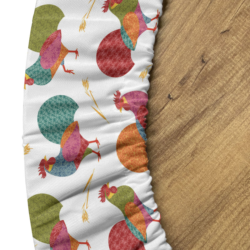 Bungalow Rose Rooster Fitted Round Tablecloth Multicolor 81272, 51.97" Round