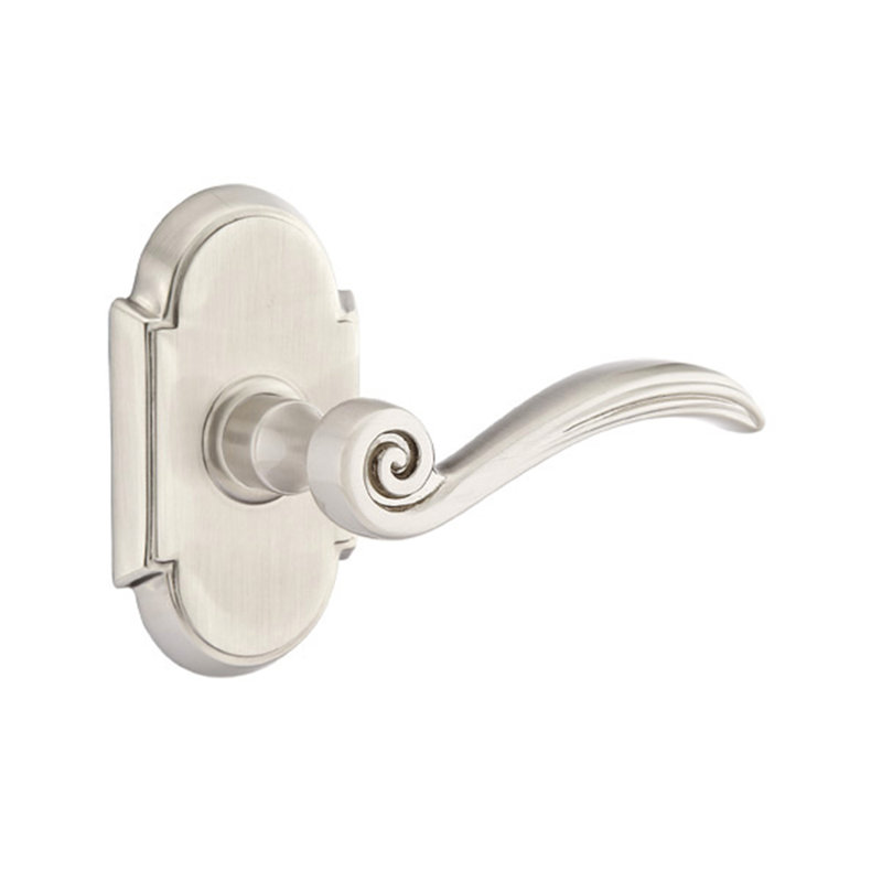 Faux levier de porte double avec rosette Elan, Droite, Nickel satiné