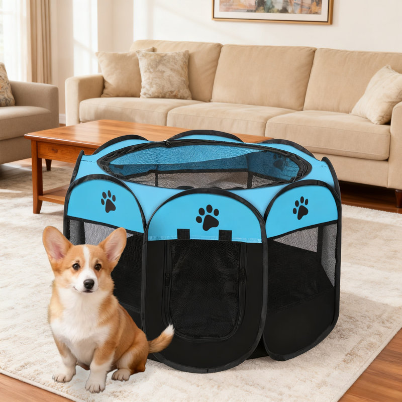 Parc octogonal pliable pour animaux de compagnie - Tissu Oxford et filet de polyester (35,8 po x 35,8 po x 22,8 po)