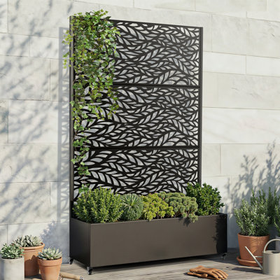 Lit de jardin surélevé en métal avec treillis, jardinière pour légumes et fleurs, boîte à fleurs en treillis pour plantes grimpantes et vignes, lit de jardin surélevé galvanisé