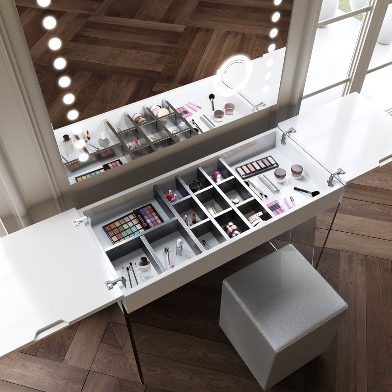 Ensemble coiffeuse avec tabouret et miroir Akasha