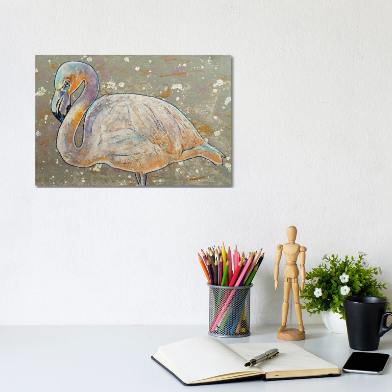 White Flamingo 1 Piece Wrapped Canvas Painting, 20.32 cm H x 30.48 cm W