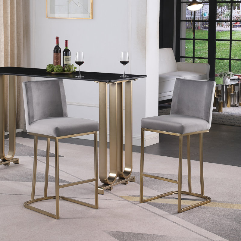 Tabouret de comptoir 26 po Ayse, gris