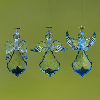 Ensemble de 6 décorations d'ange en acrylique bleu 6 pièces dans 3 styles