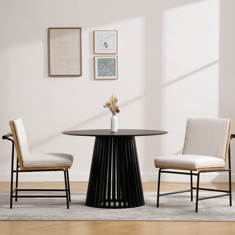 Ensemble de table de salle à manger Modern, 3 pièces: table, 2 chaises, Beige, Noir