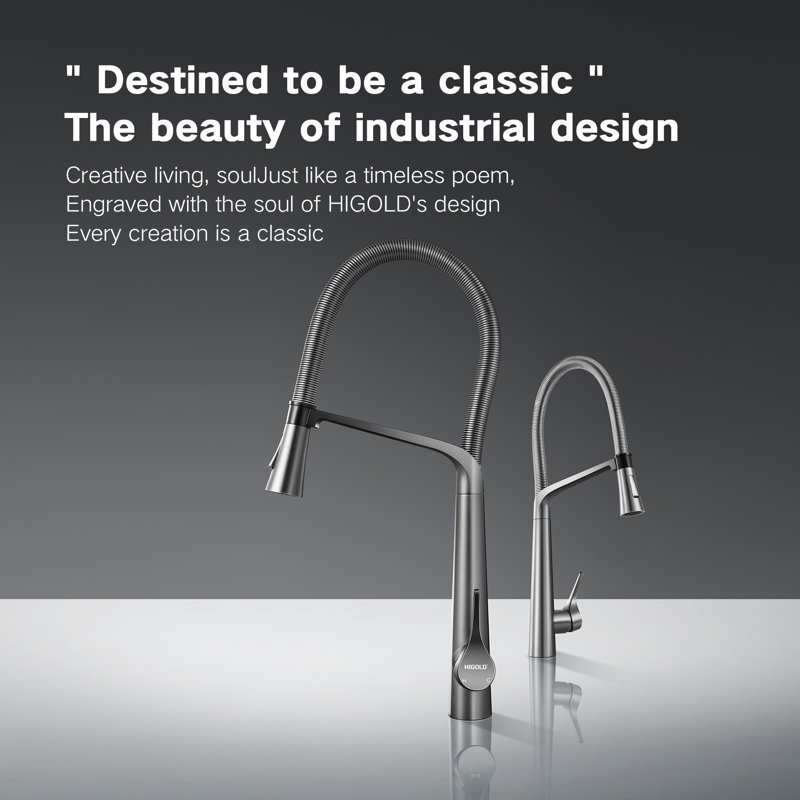 HIGOLD Reddot Award Pull Down Kitchen Faucet with Magnetic Sprayer, Gun Metal